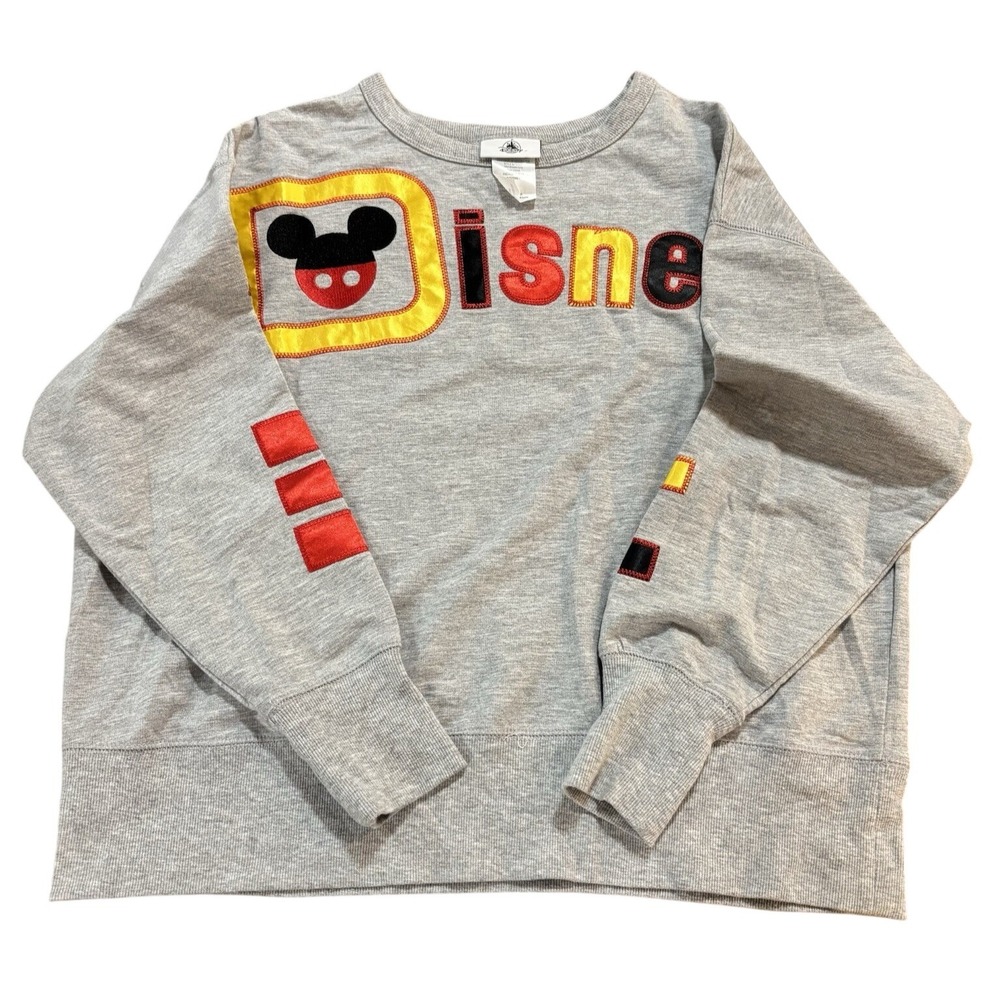 Disney Parks Walt Disney World Mickey Mouse Gray Applique Sweatshirt Womens M‎